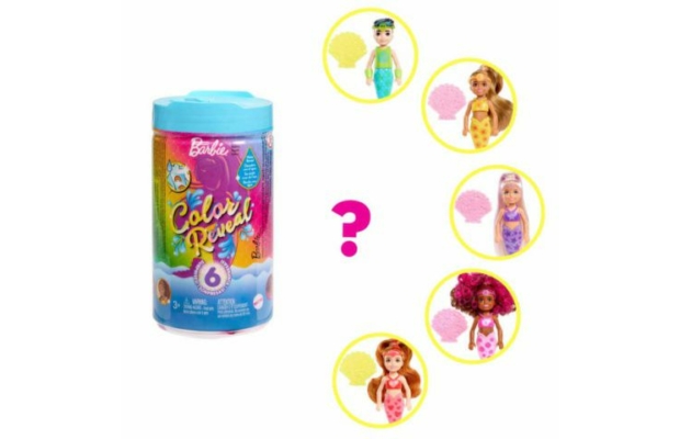 Barbie Chelsea Color Reveal meglepetés baba - szivárványsellő