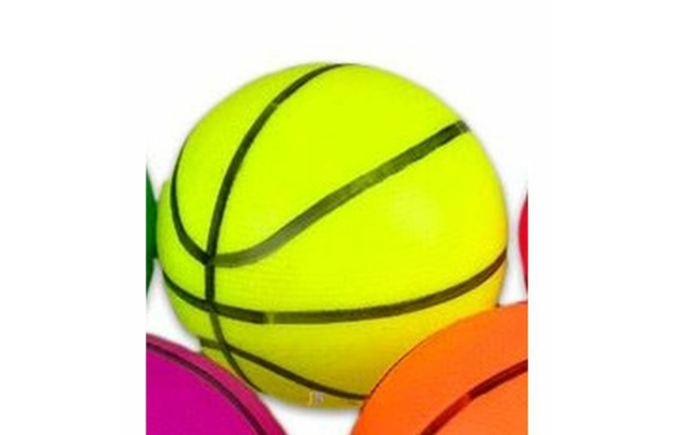 Kosárlabda mintás gumilabda 11 cm-es - neonsárga